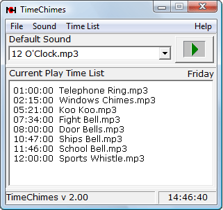 TimeChimes Automated Audio Player Screenshot